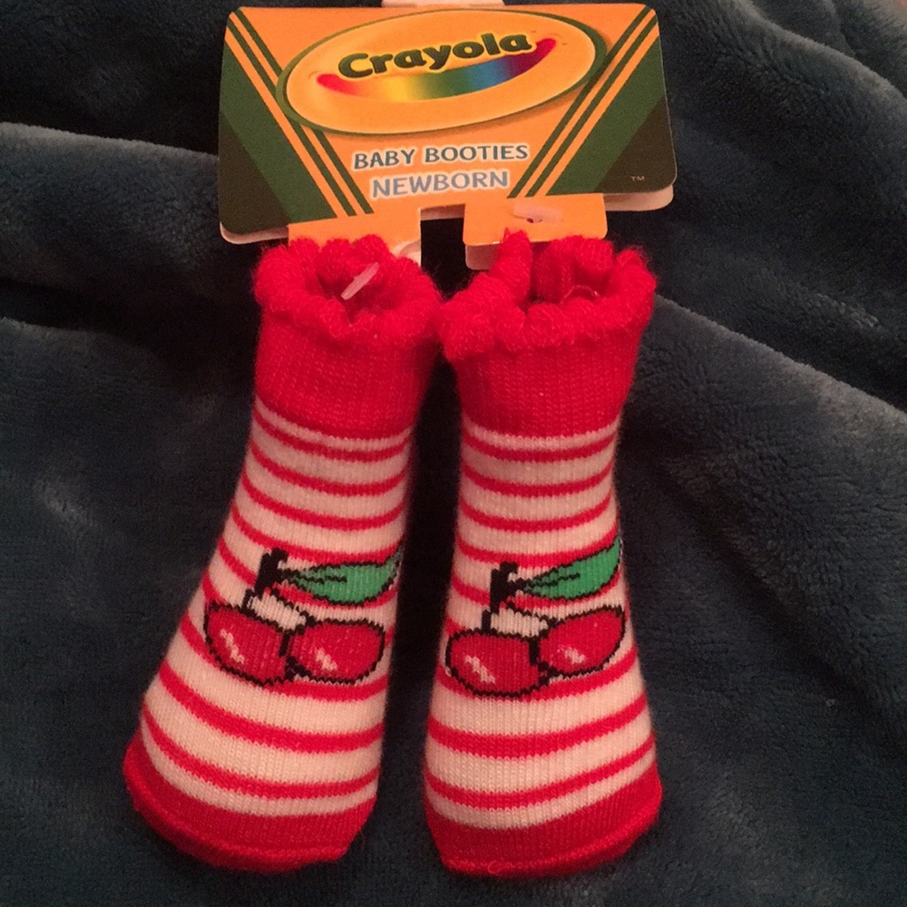 NWT Cherry 🍒 Newborn Baby Booties Crayola Red